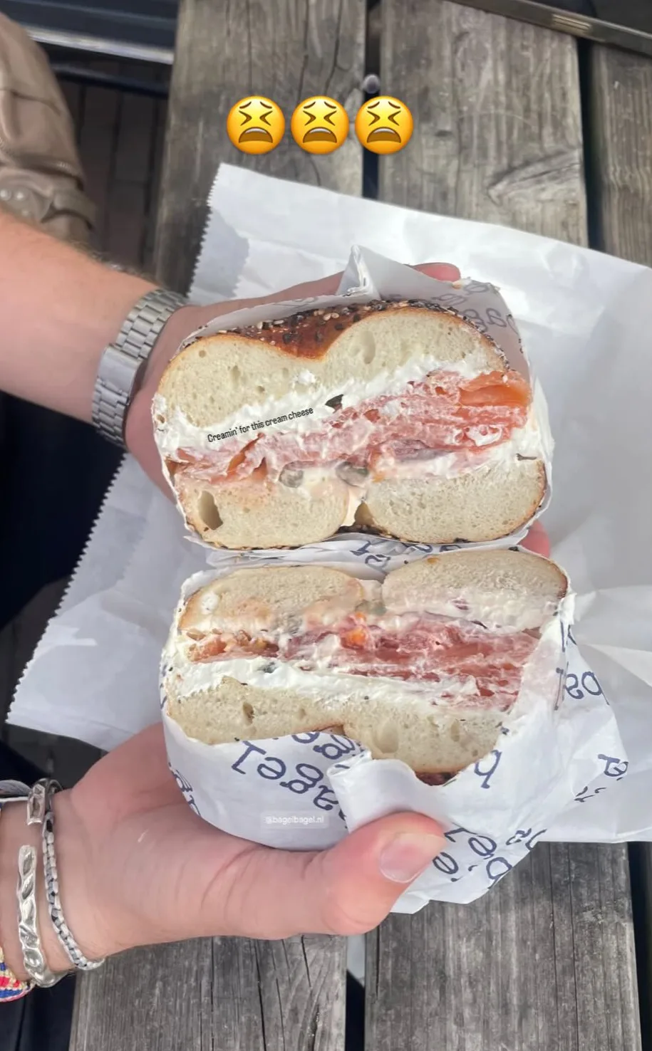 lox bagel close-up